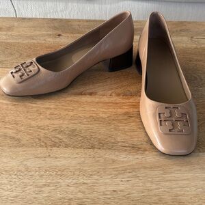 Tory Burch Beige Leather Block Heels